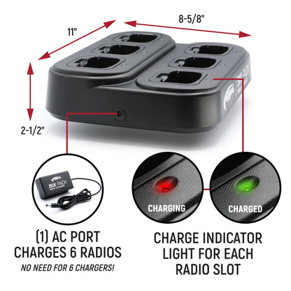 Handheld Radio and 6-Pack Bank Charger Bundle