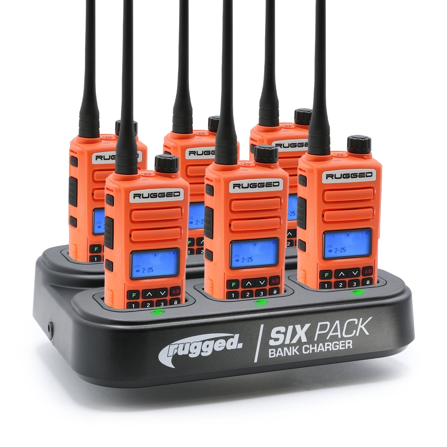 Handheld Radio and 6-Pack Bank Charger Bundle