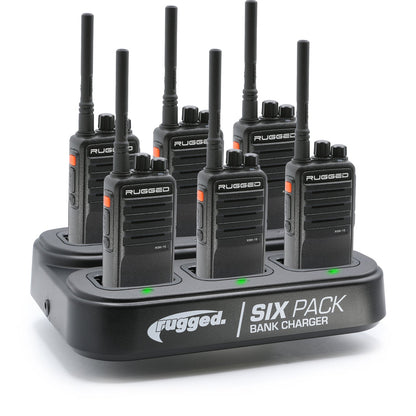 Handheld Radio and 6-Pack Bank Charger Bundle