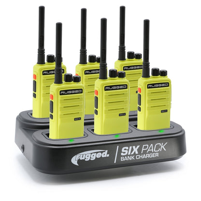 Handheld Radio and 6-Pack Bank Charger Bundle