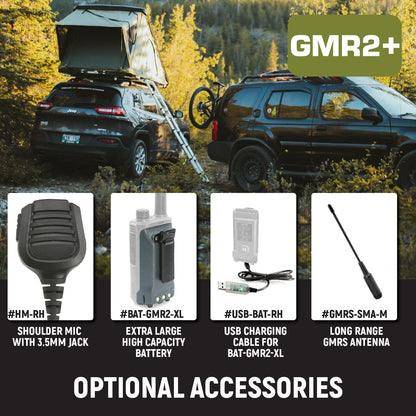 2 PACK - Rugged GMR2 PLUS GMRS and FRS Two Way Handheld Radios - Grey