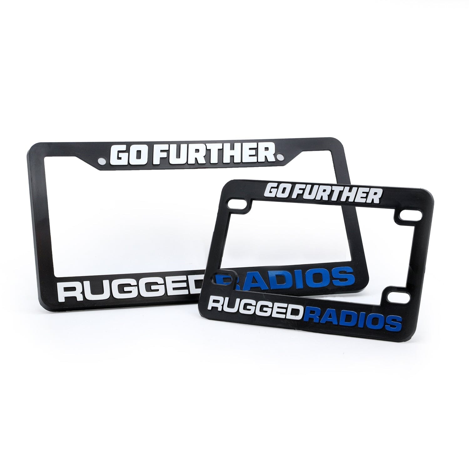 Go Further Rugged Radios License Plate Frames for Cars, Trucks, and Motorcycles