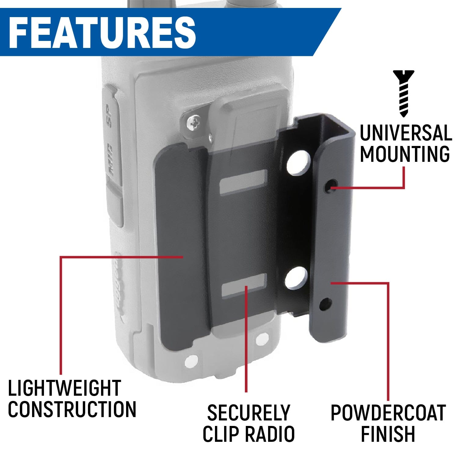 Handheld Radio Mount for R1 / GMR2 / RDH16 / V3 / RH5R