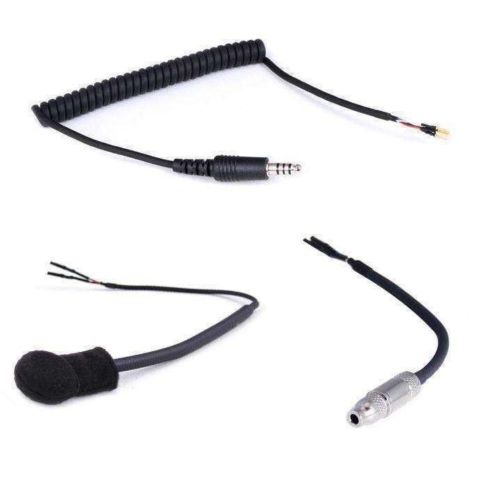 Peltor Coil Cord Helmet Kit with Flex Boom Mic, 3.5mm Earbud Jack & 4C Plug