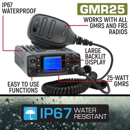 Radio Kit Lite - GMR25 Waterproof GMRS Mobile Radio with Stealth Antenna