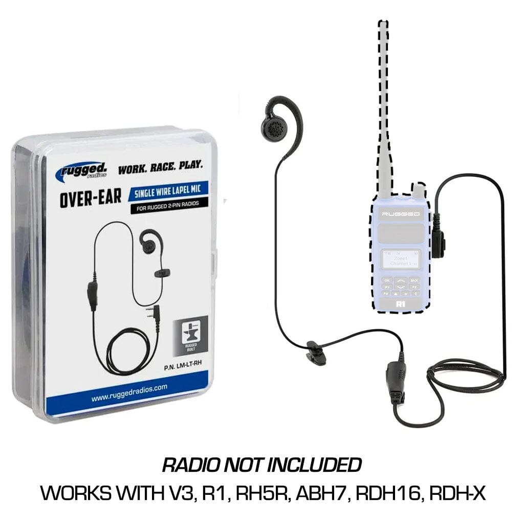 Single Wire Ear Hook Lapel Mic for Rugged Handheld Radios